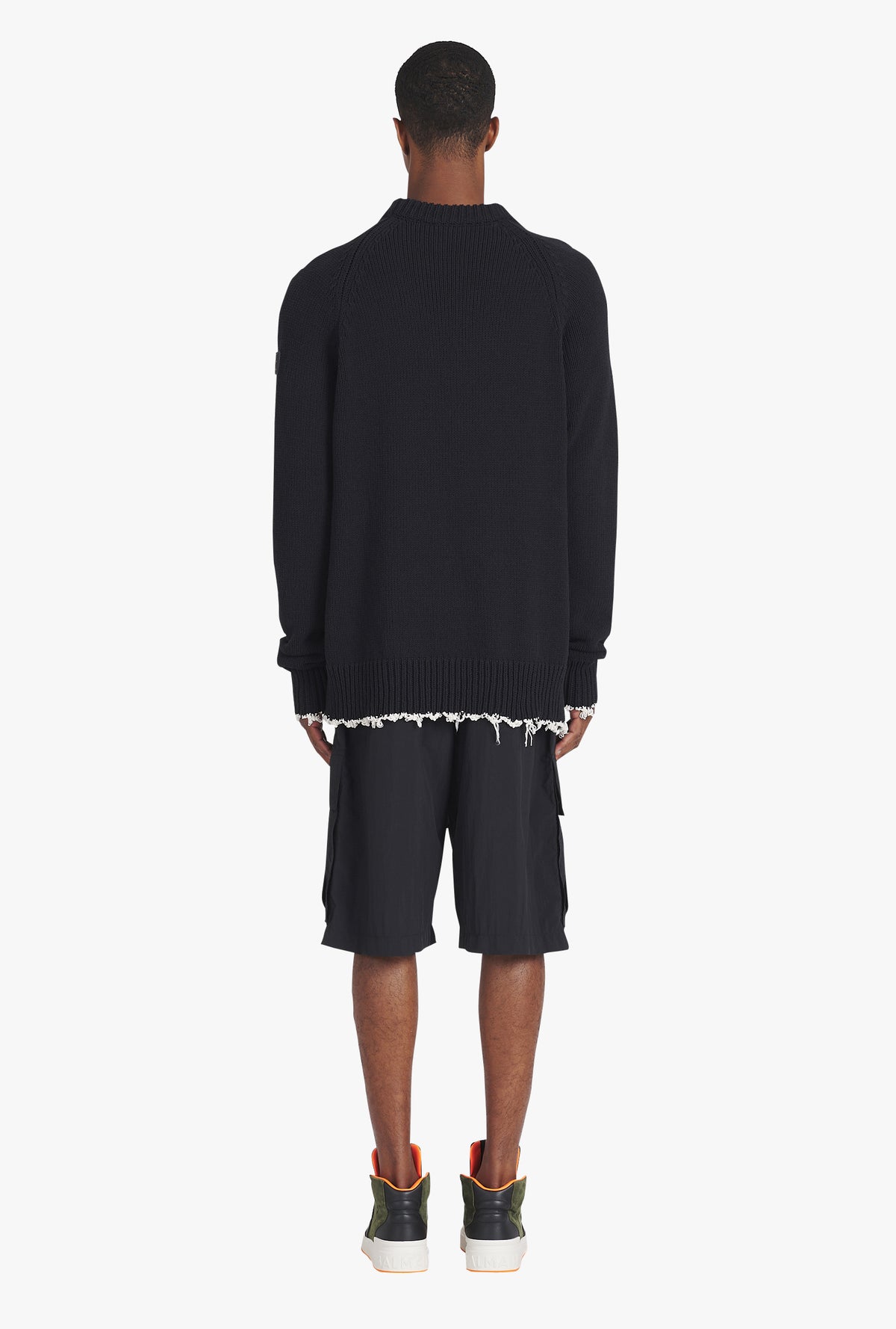 Pullover tricoté destroy - Noir & Naturel