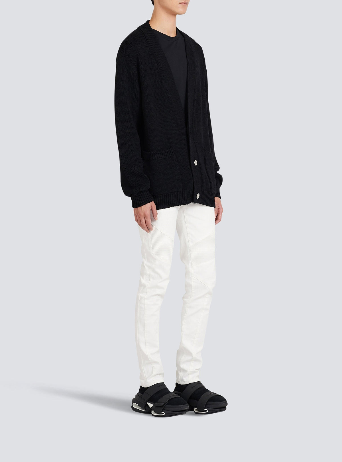Cardigan à logo en laine - Noir & Blanc