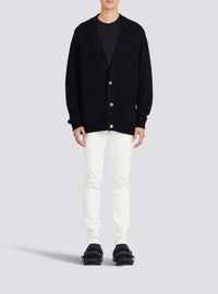 Cardigan à logo en laine - Noir & Blanc