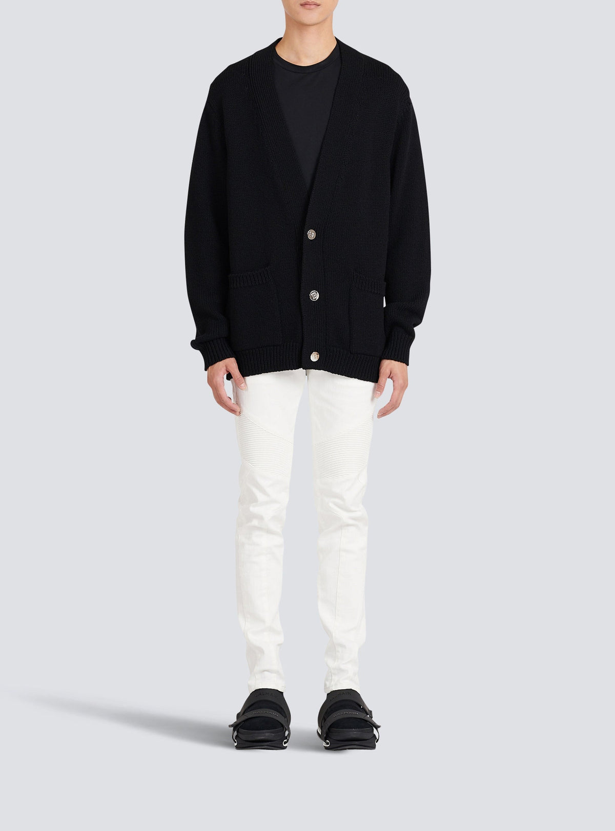 Cardigan à logo en laine - Noir & Blanc
