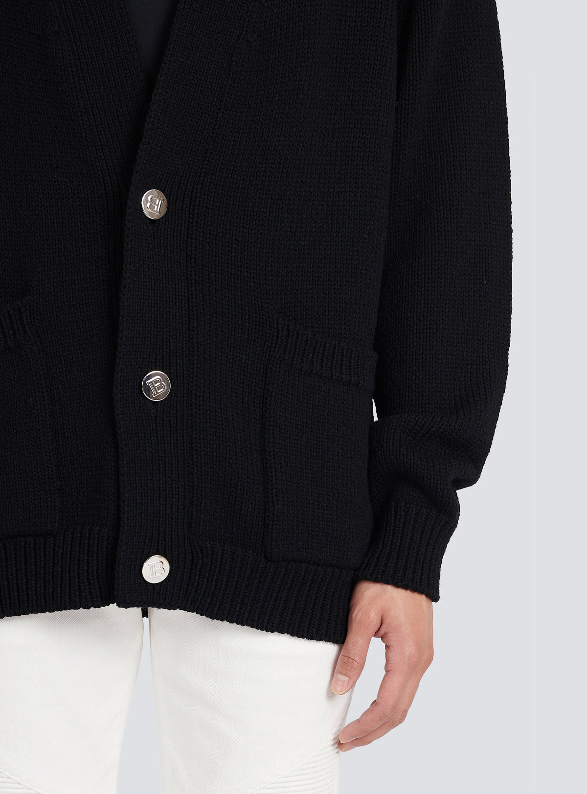 Cardigan en maille avec logo balmain - Noir & Blanc