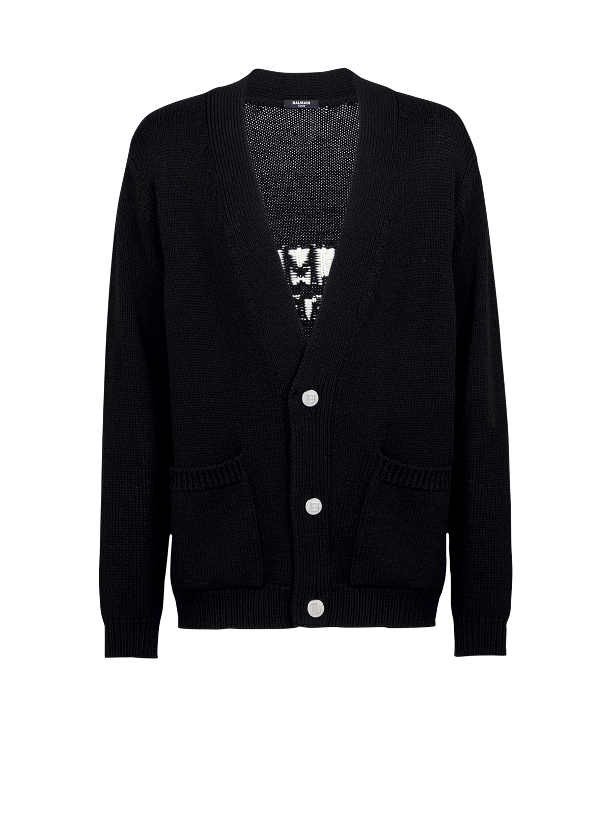 Cardigan en maille avec logo balmain - Noir & Blanc