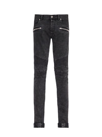 Ribbed slim denim trousers - Washed Black