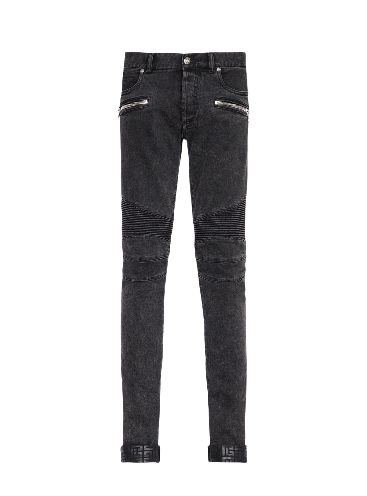 Ribbed slim denim trousers - Washed Black