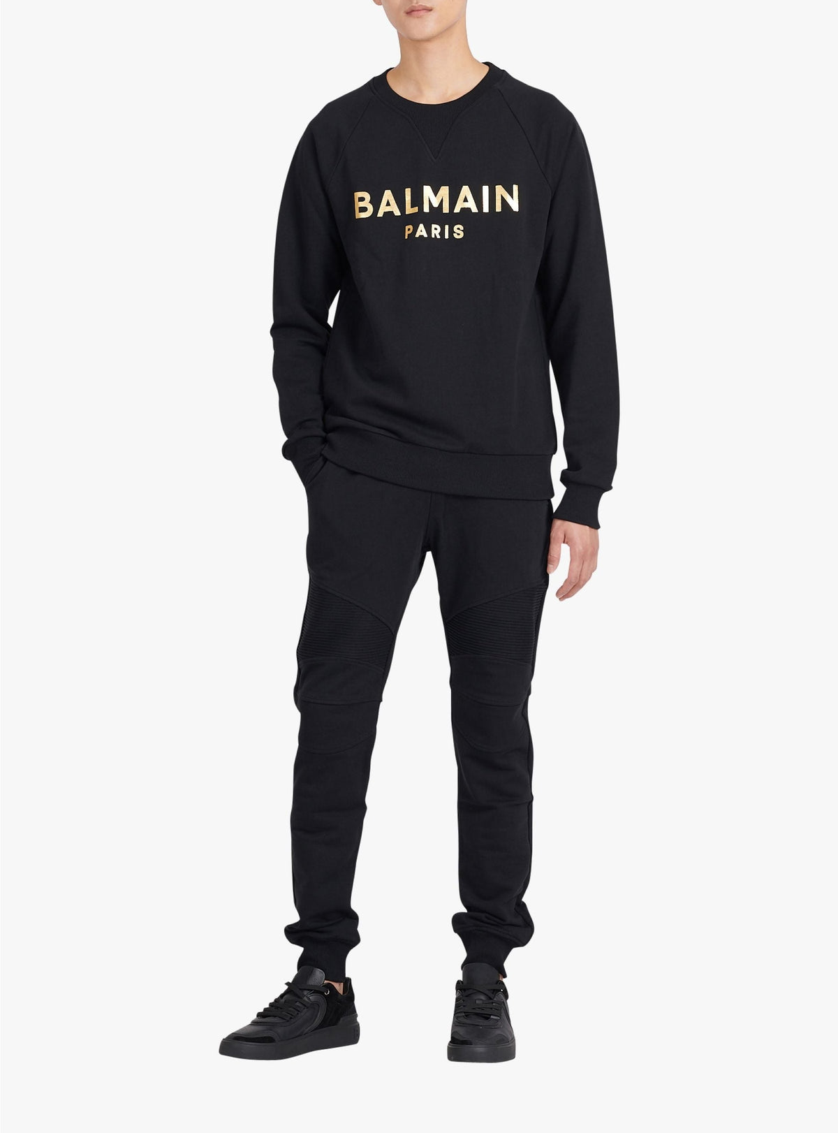 Pantalon de jogging en coton éco-design monogramme - Noir & Or