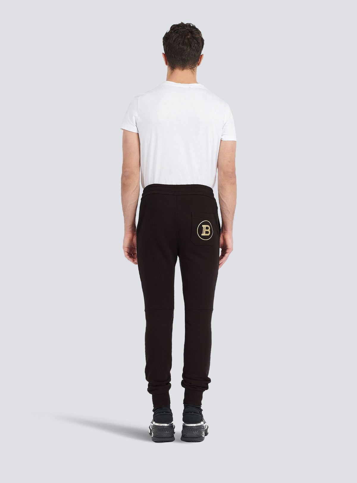 Pantalon de jogging en coton éco-design monogramme - Noir & Or