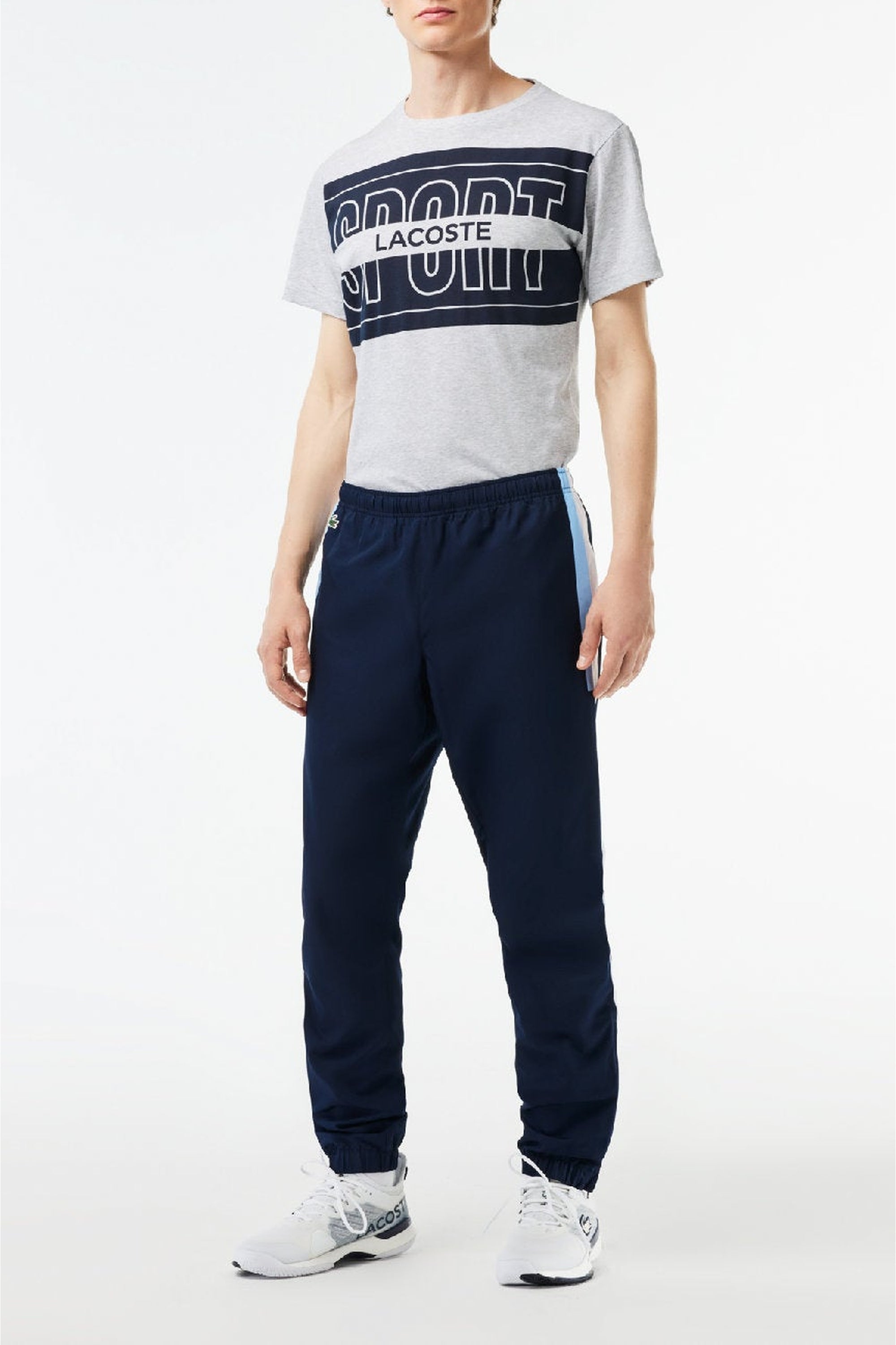 Elastic waist sweatpants - Navy & White