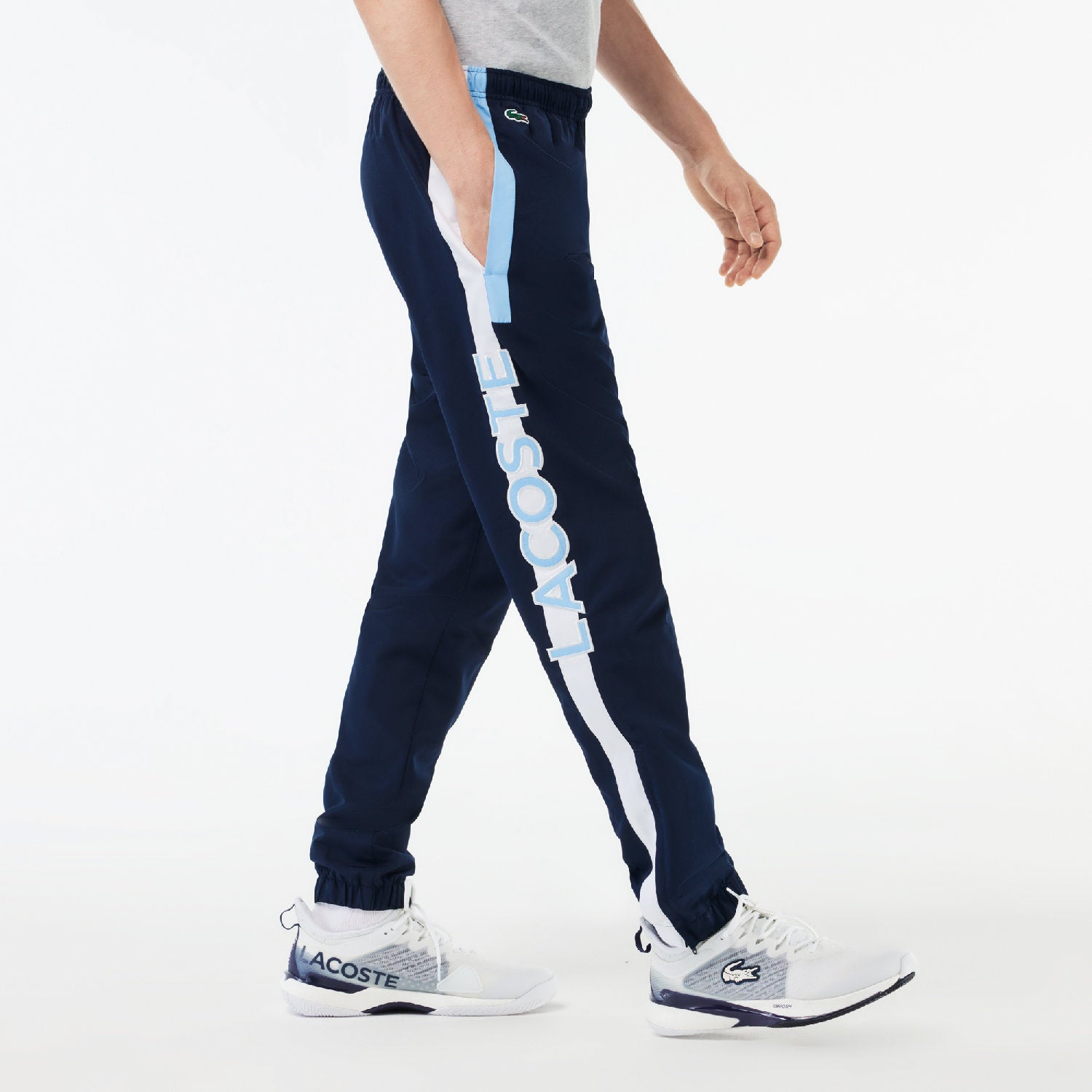 Elastic waist sweatpants - Navy & White