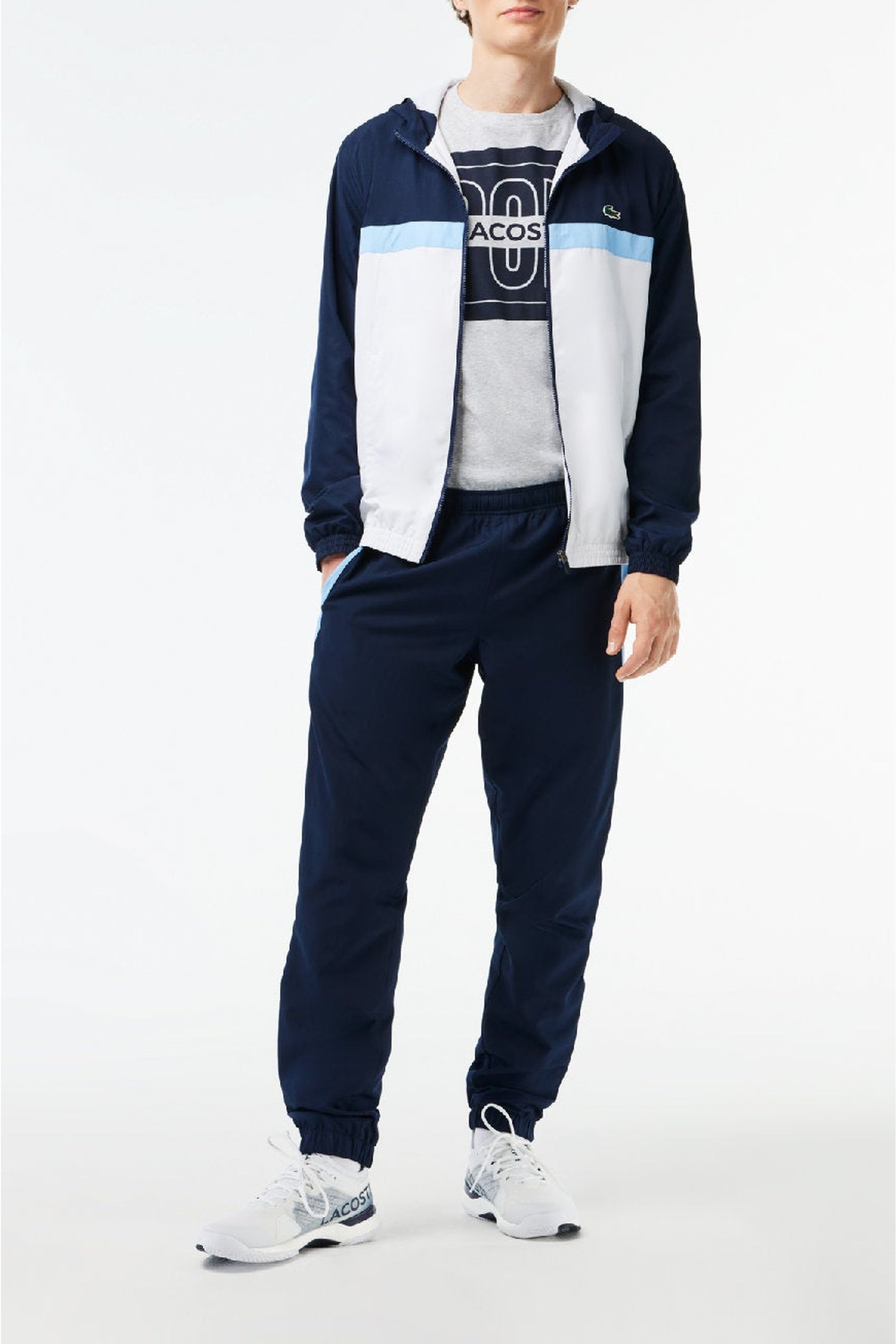 Elastic waist sweatpants - Navy & White