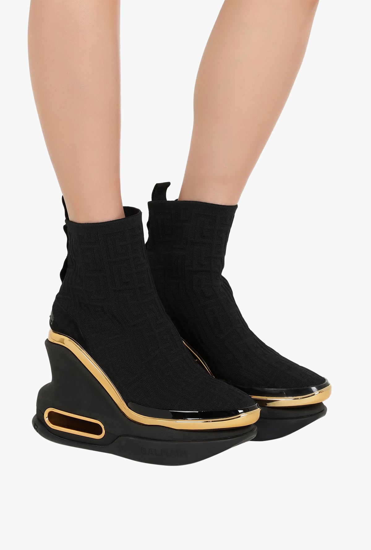 Baskets compensées b-bold en maille et suède - Noir