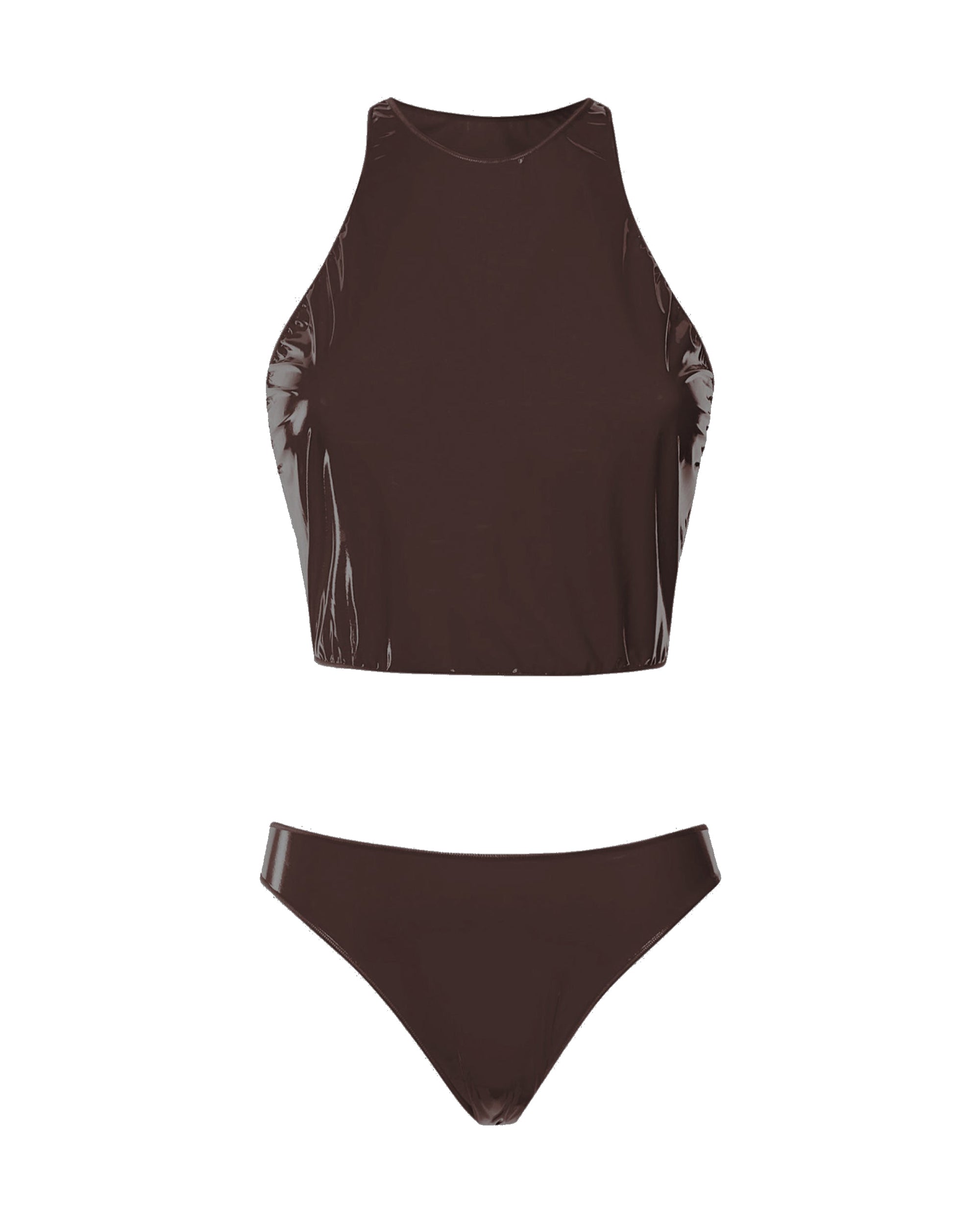 Maillot deux pièces en latex - Chocolate