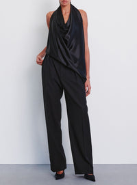 Satin Halter Blouse - Black