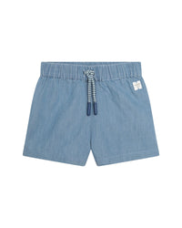 Short taille élastiqué en denim - Denim Blue