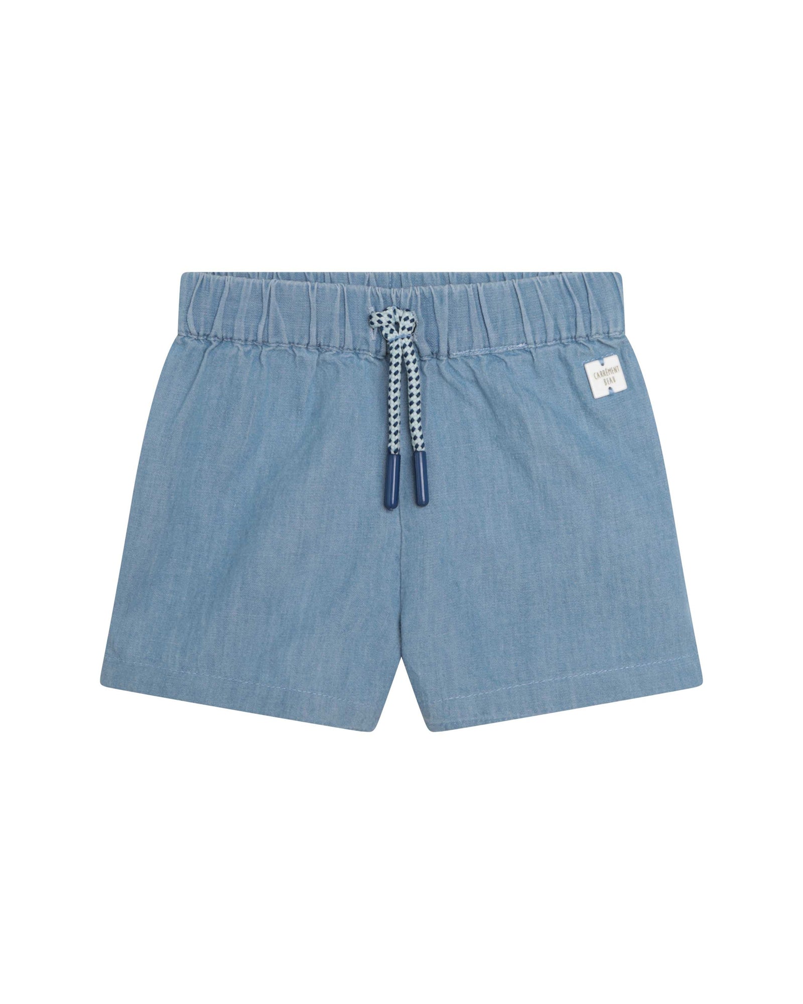 Short taille élastiqué en denim - Denim Blue