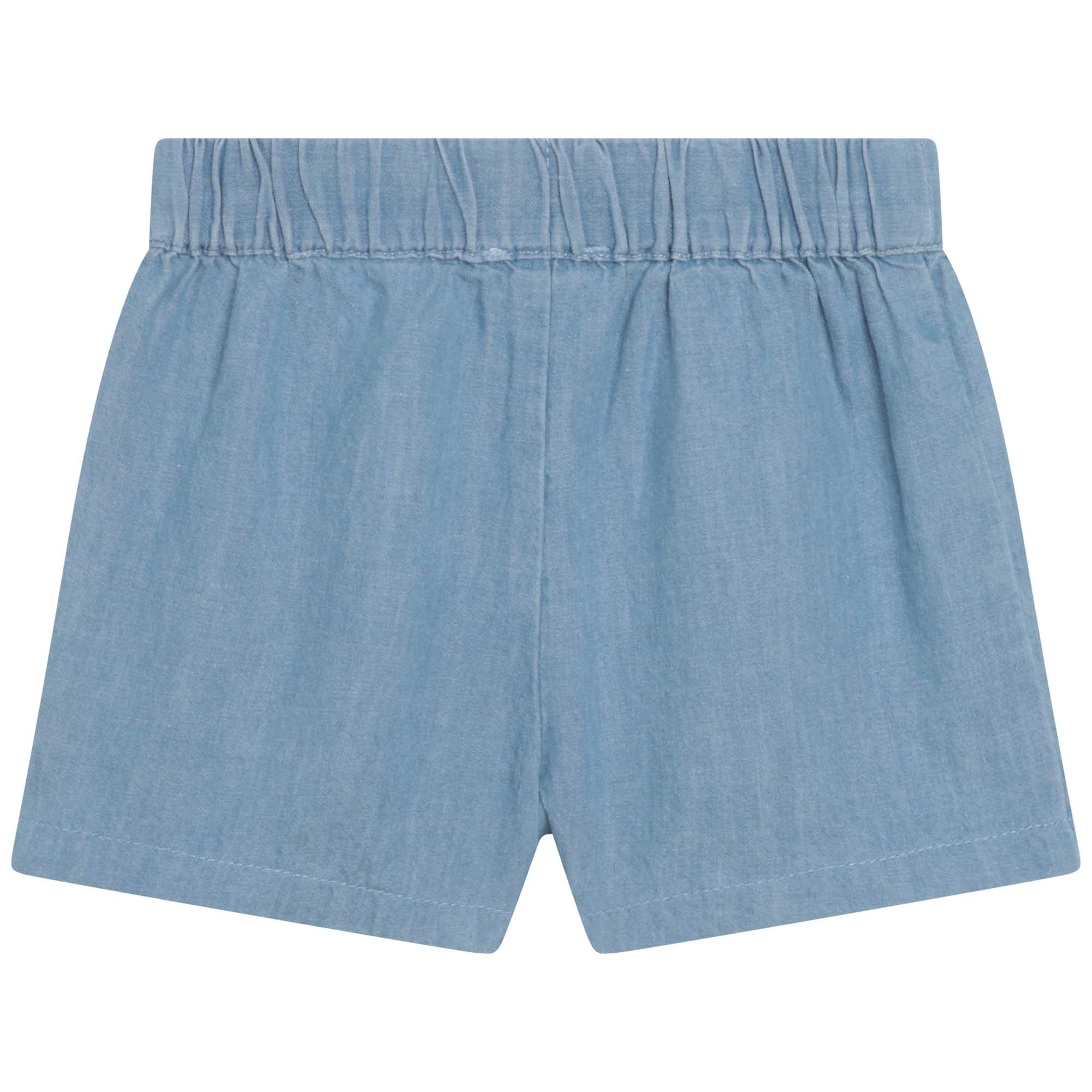 Short taille élastiqué en denim - Denim Blue