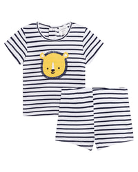 Pyjama 2 pieces en coton - Blanc Bleu