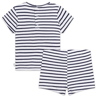 Pyjama 2 pieces en coton - Blanc Bleu