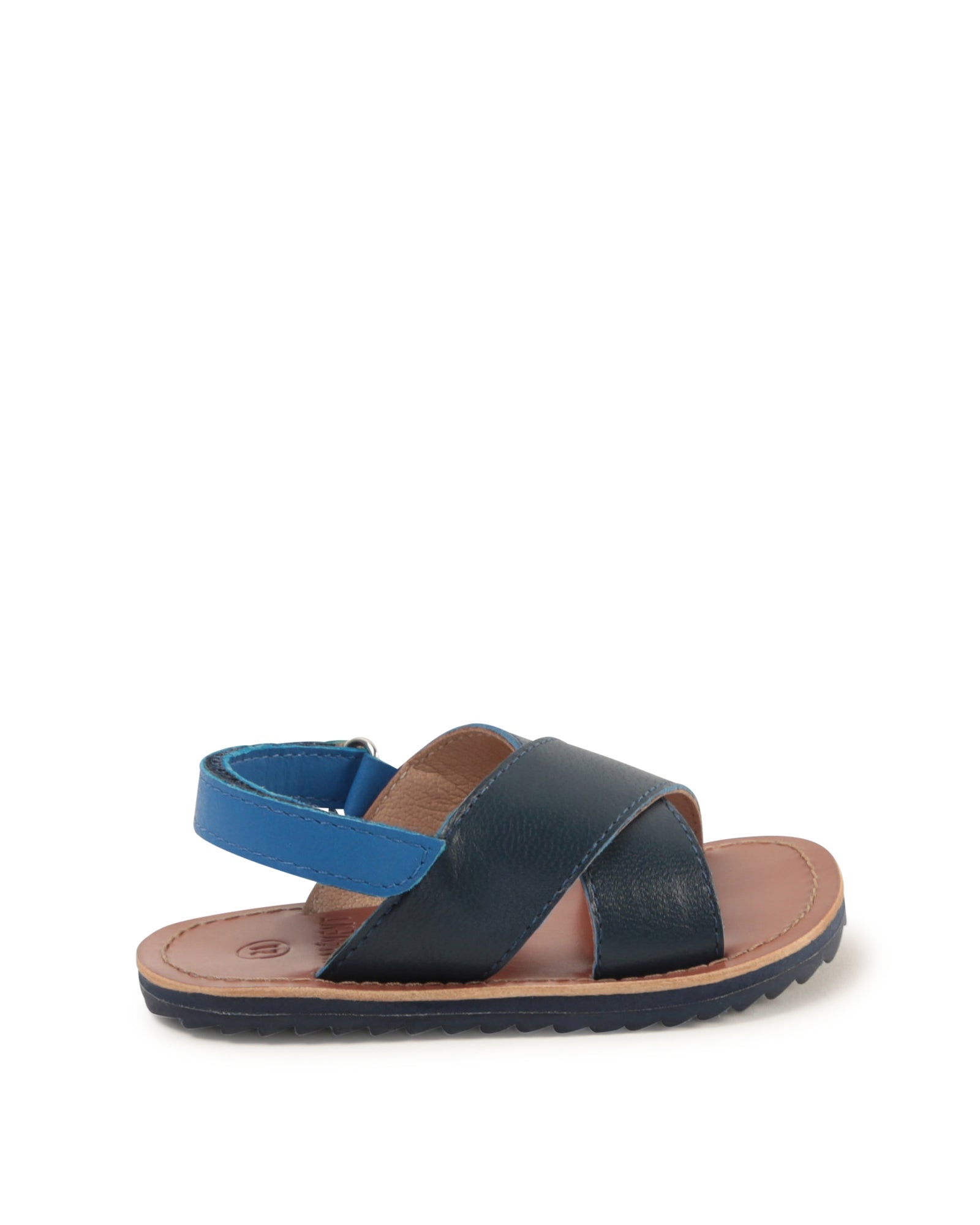 Sandales à velcro en cuir - Bleu Tonnerre