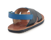 Sandales à velcro en cuir - Bleu Tonnerre