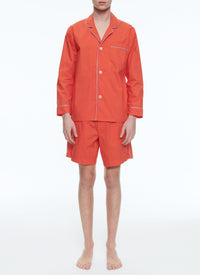 Cotton poplin pyjamas - Coral
