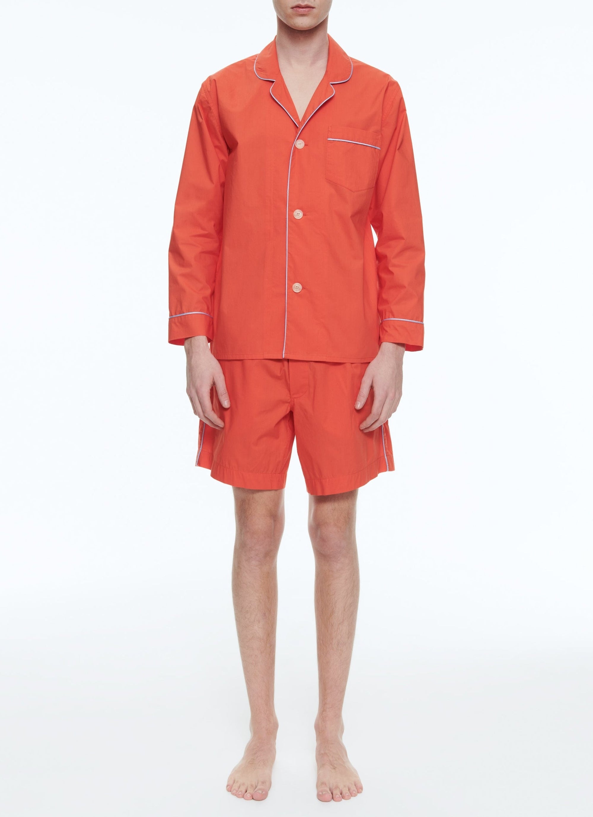 Cotton poplin pyjamas - Coral