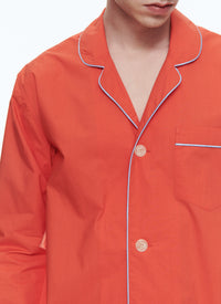 Cotton poplin pyjamas - Coral