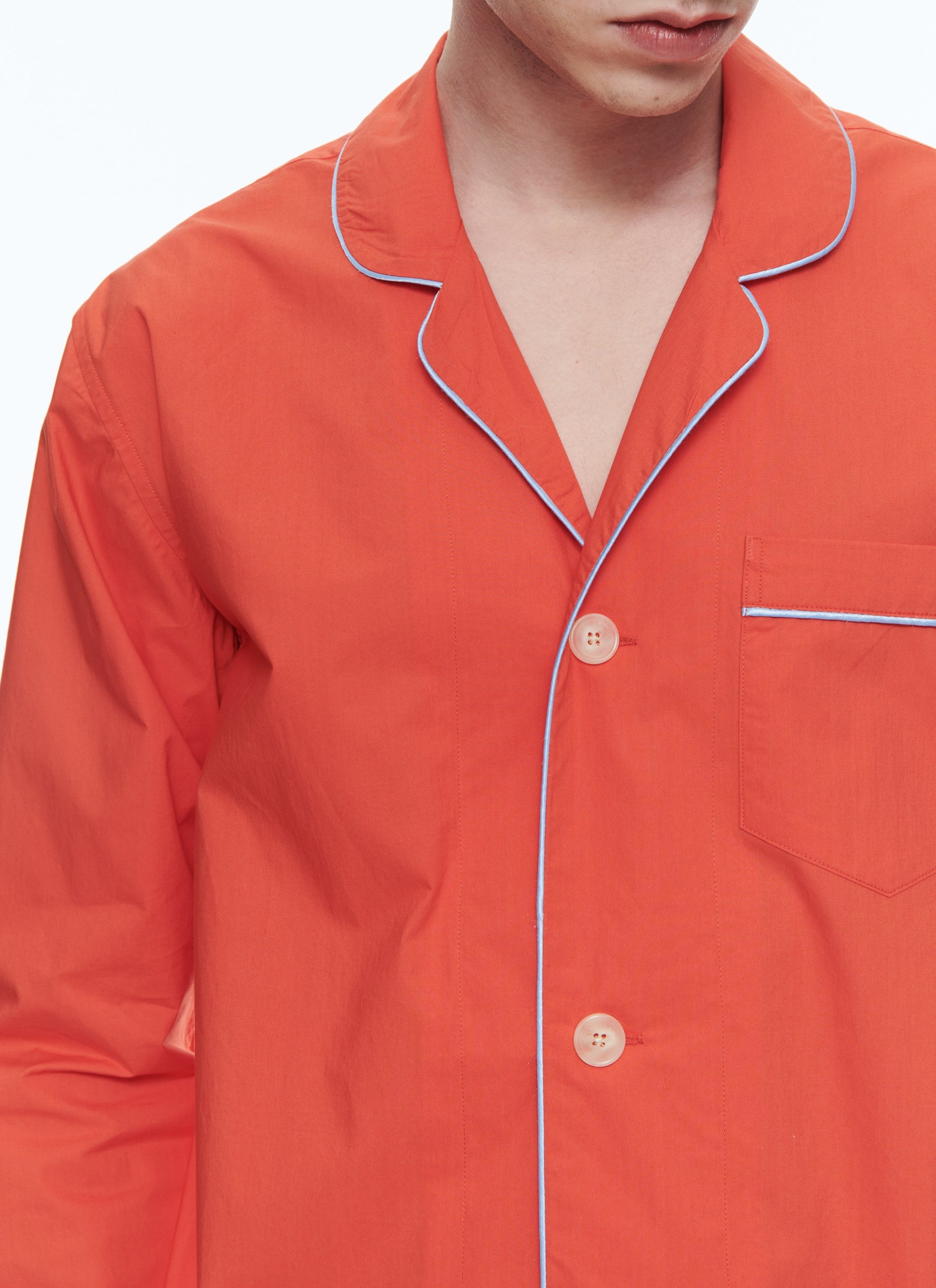 Cotton poplin pyjamas - Coral