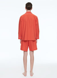 Cotton poplin pyjamas - Coral