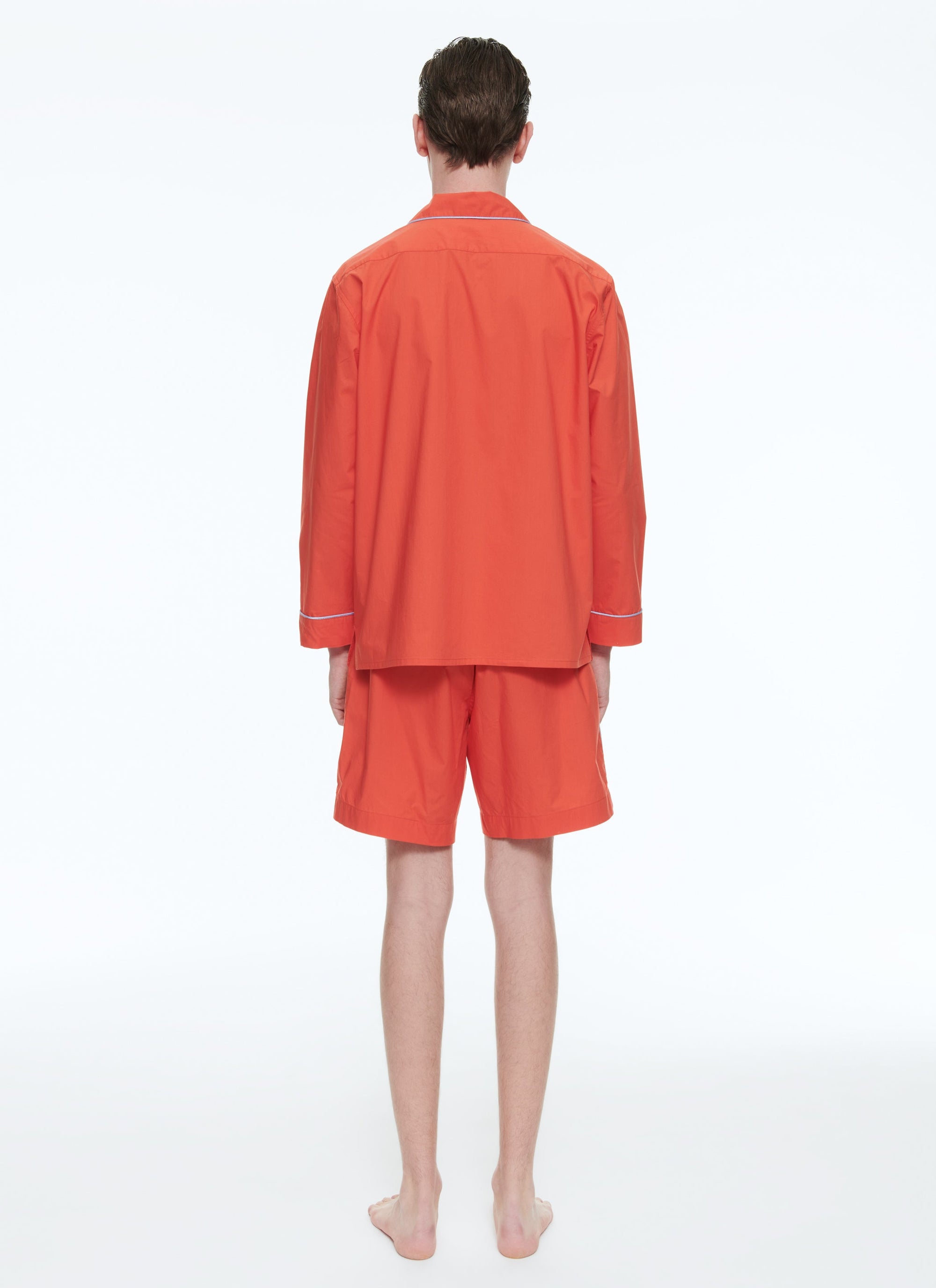Cotton poplin pyjamas - Coral