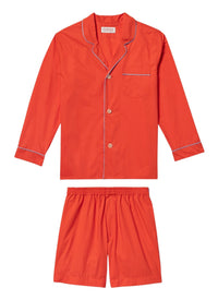 Cotton poplin pyjamas - Coral