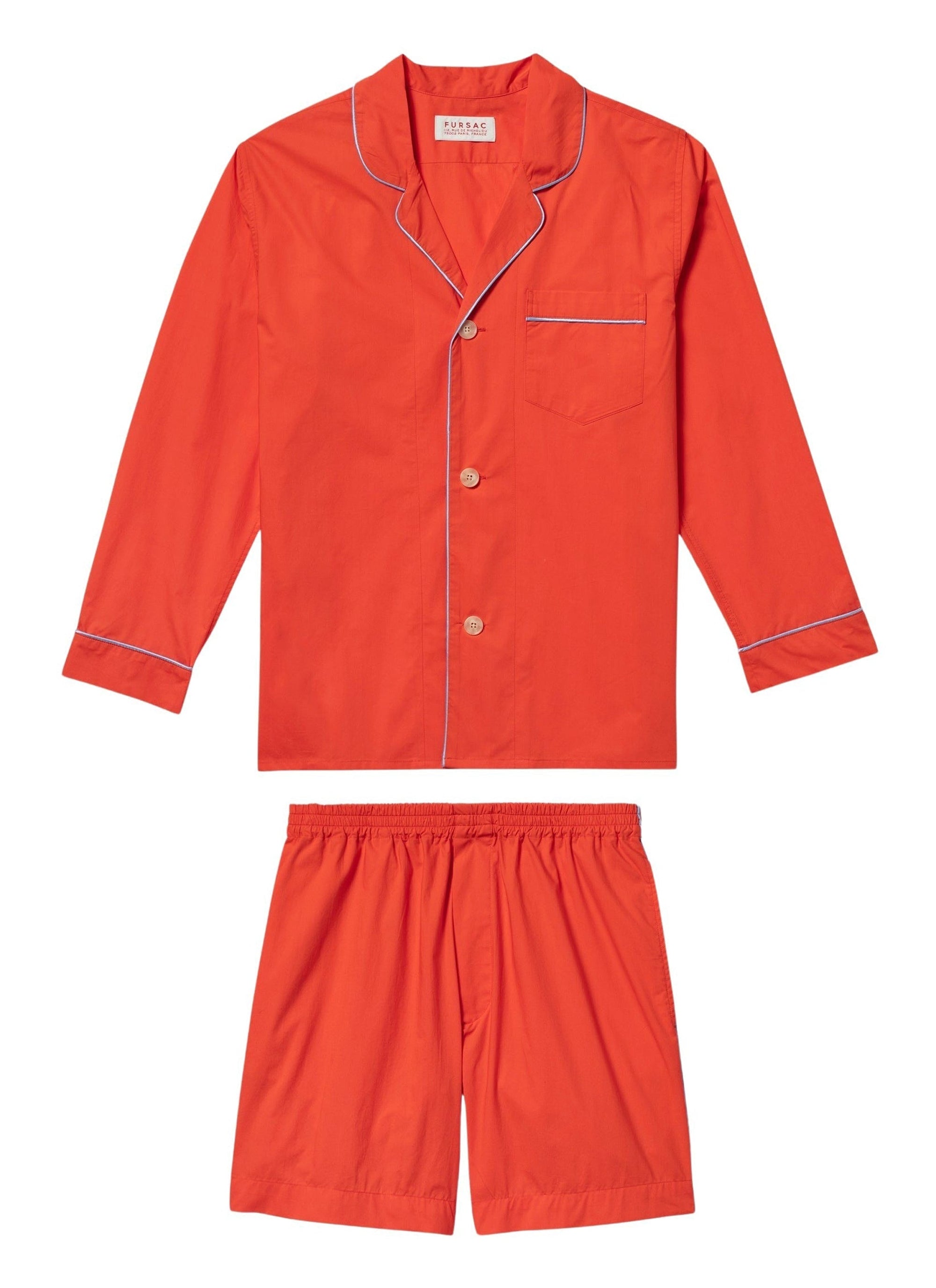 Cotton poplin pyjamas - Coral
