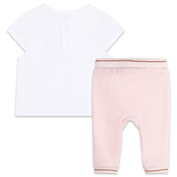 Ensemble t-shirt pantalon en coton - Rose Blanc