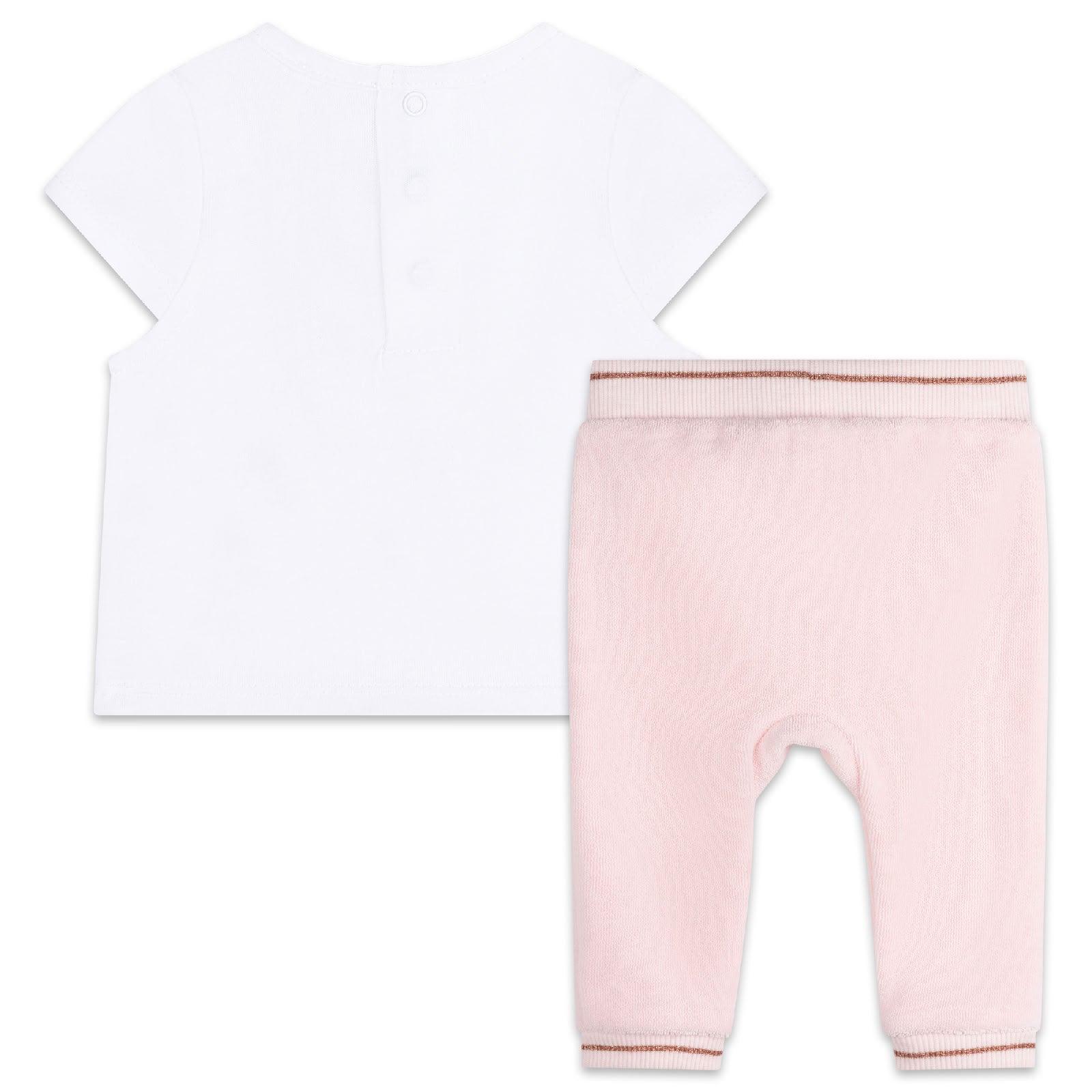 Ensemble t-shirt pantalon en coton - Rose Blanc