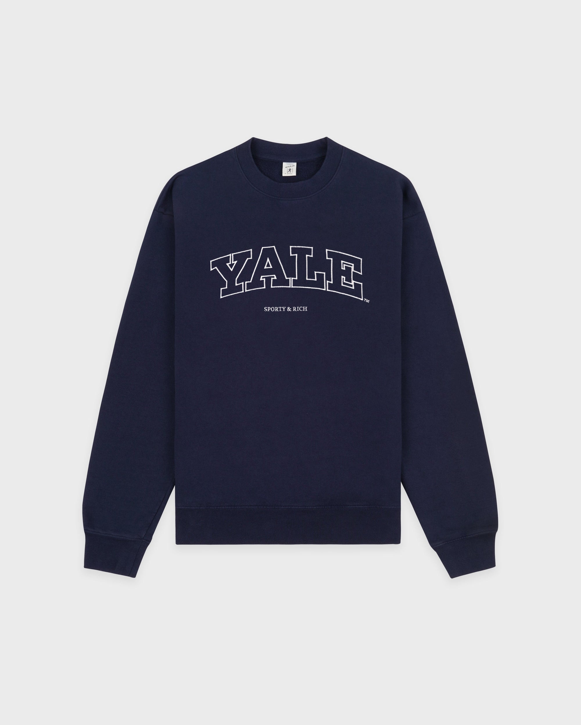 Pull à col rond Yale Ivy - Bleu marine/Blanc