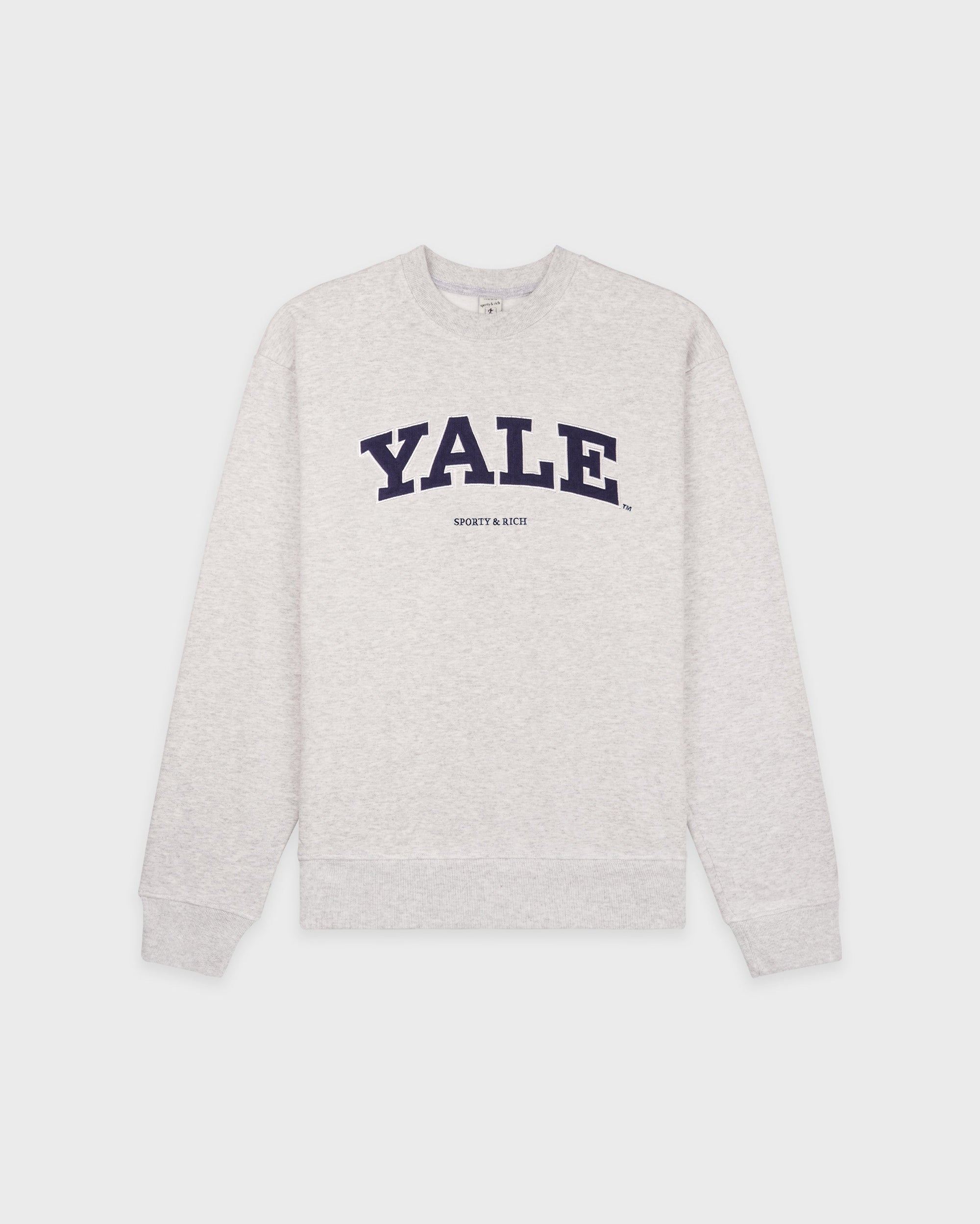 Pull à col rond Yale Ivy - Gris chiné/Bleu marine