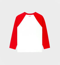 T-shirt Yankees à manches longues raglans - White & Fire Red