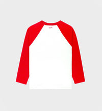 T-shirt Yankees à manches longues raglans - White & Fire Red
