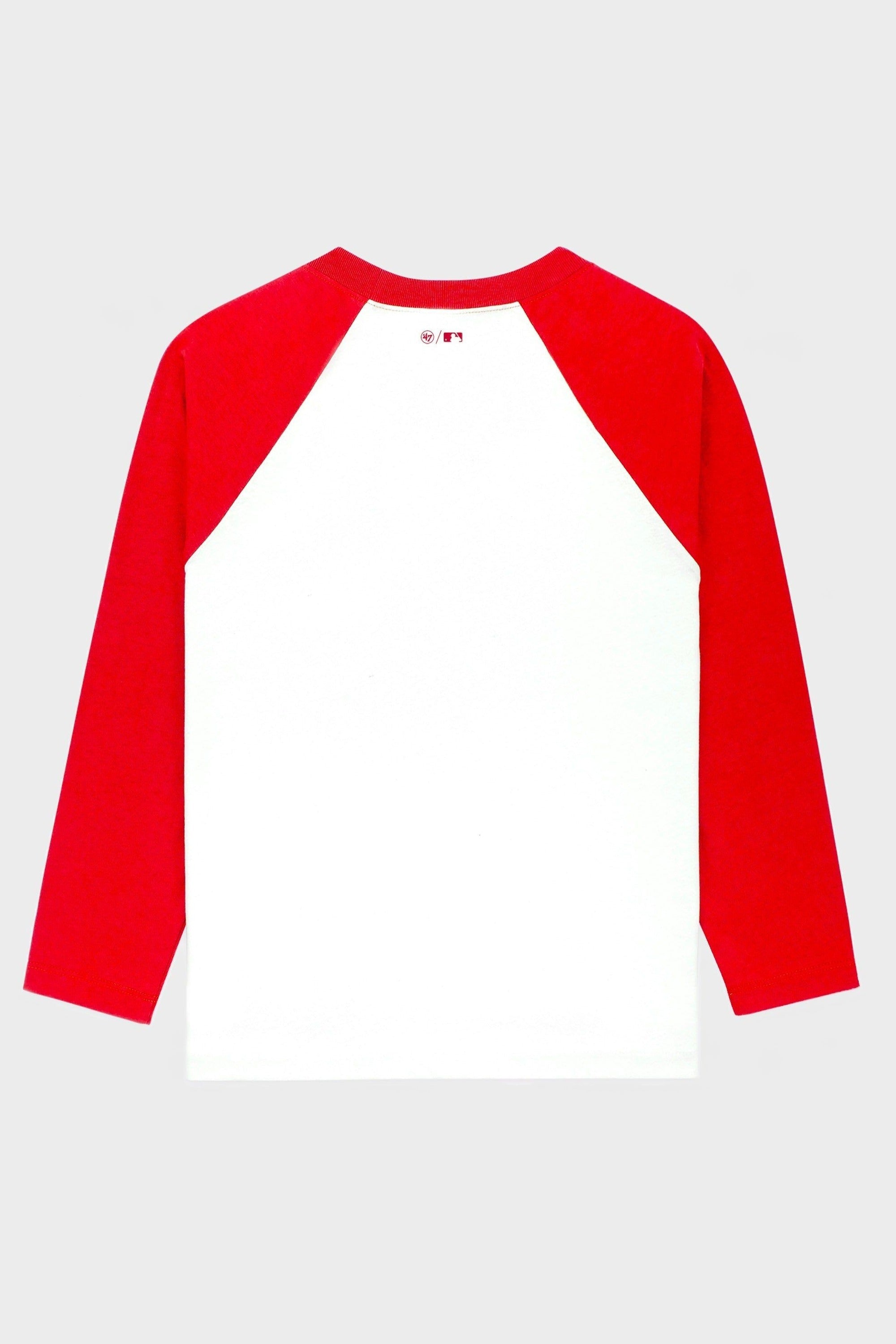 T-shirt Yankees à manches longues raglans - White & Fire Red