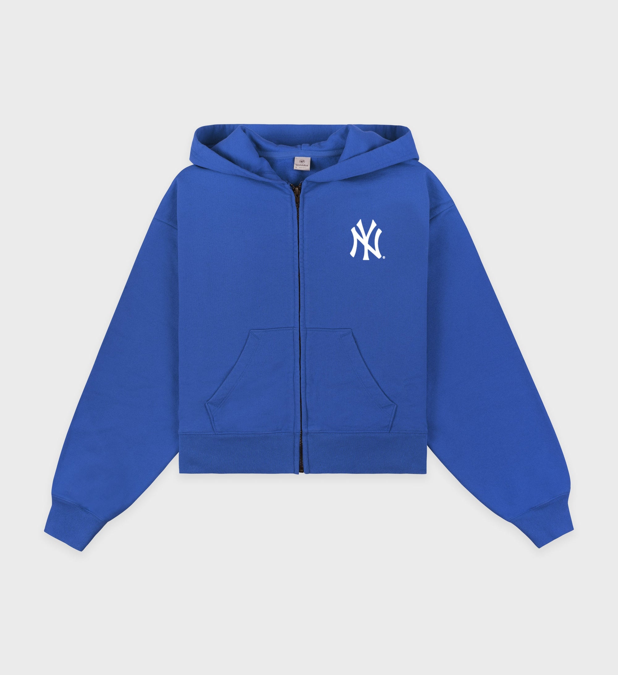 Sweat à capuche court zippé Yankees Serif - Bleu équipe/Blanc