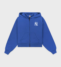 Sweat à capuche court zippé Yankees Serif - Bleu équipe/Blanc