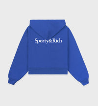 Sweat à capuche court zippé Yankees Serif - Bleu équipe/Blanc