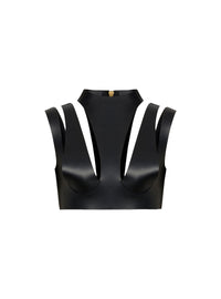 Cropped leather top - Black