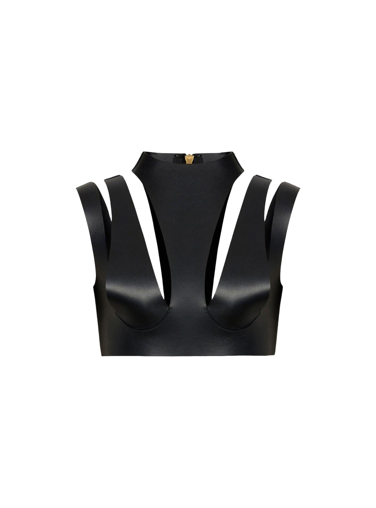 Cropped leather top - Black