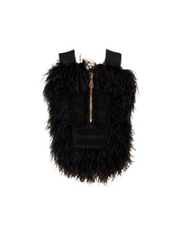 Feathered strappy top - Black