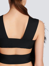 Top à bretelles à plumes - Noir