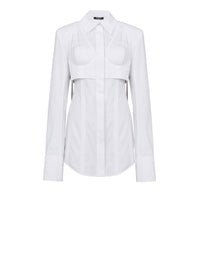 Chemise longue en popeline - Blanc