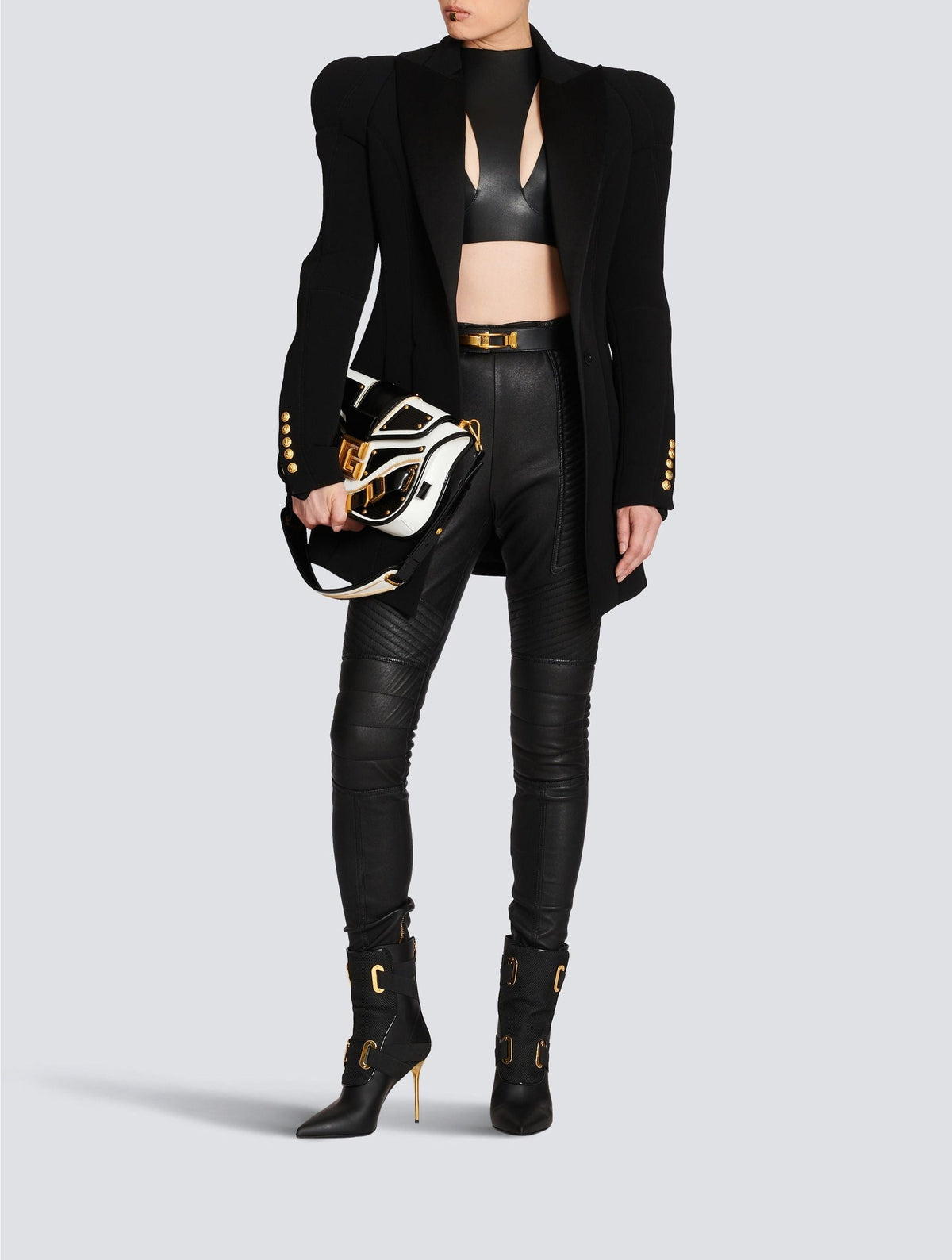 Pantalon slim en cuir - Noir