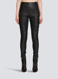 Pantalon slim en cuir - Noir