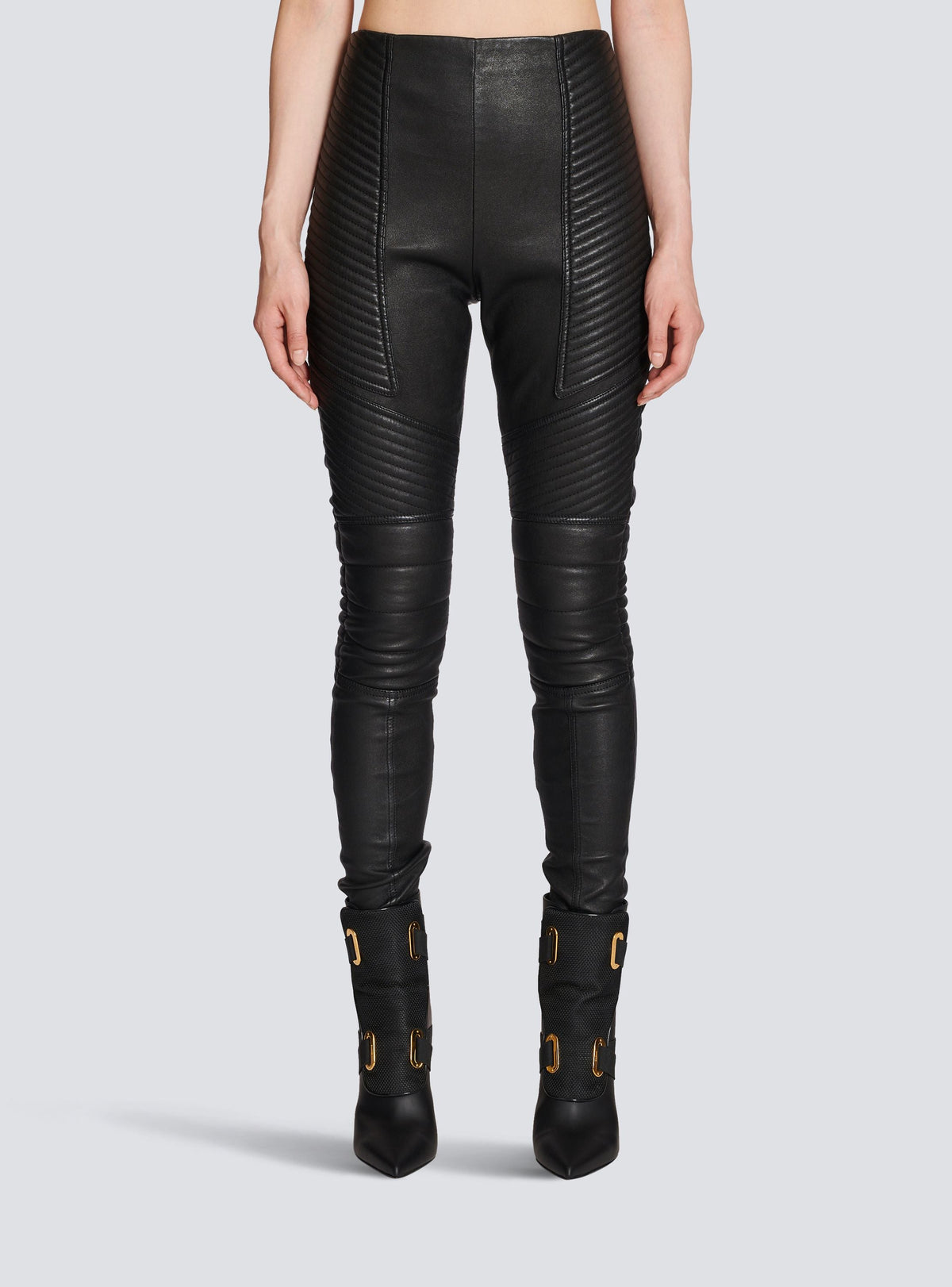 Pantalon slim en cuir - Noir