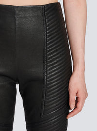 Pantalon slim en cuir - Noir